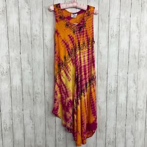 Ocean Breeze Tie Dye Lightweight Bathing Suit Beach Tank Cover Up Maxi Dress